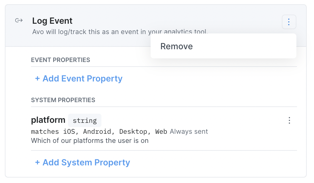 Add Actions in the Actions section of the Event modal
