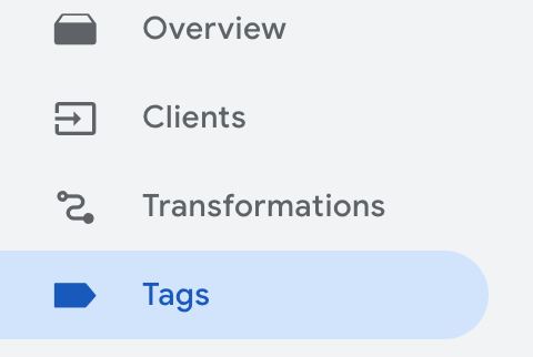 Tags option in the side menu