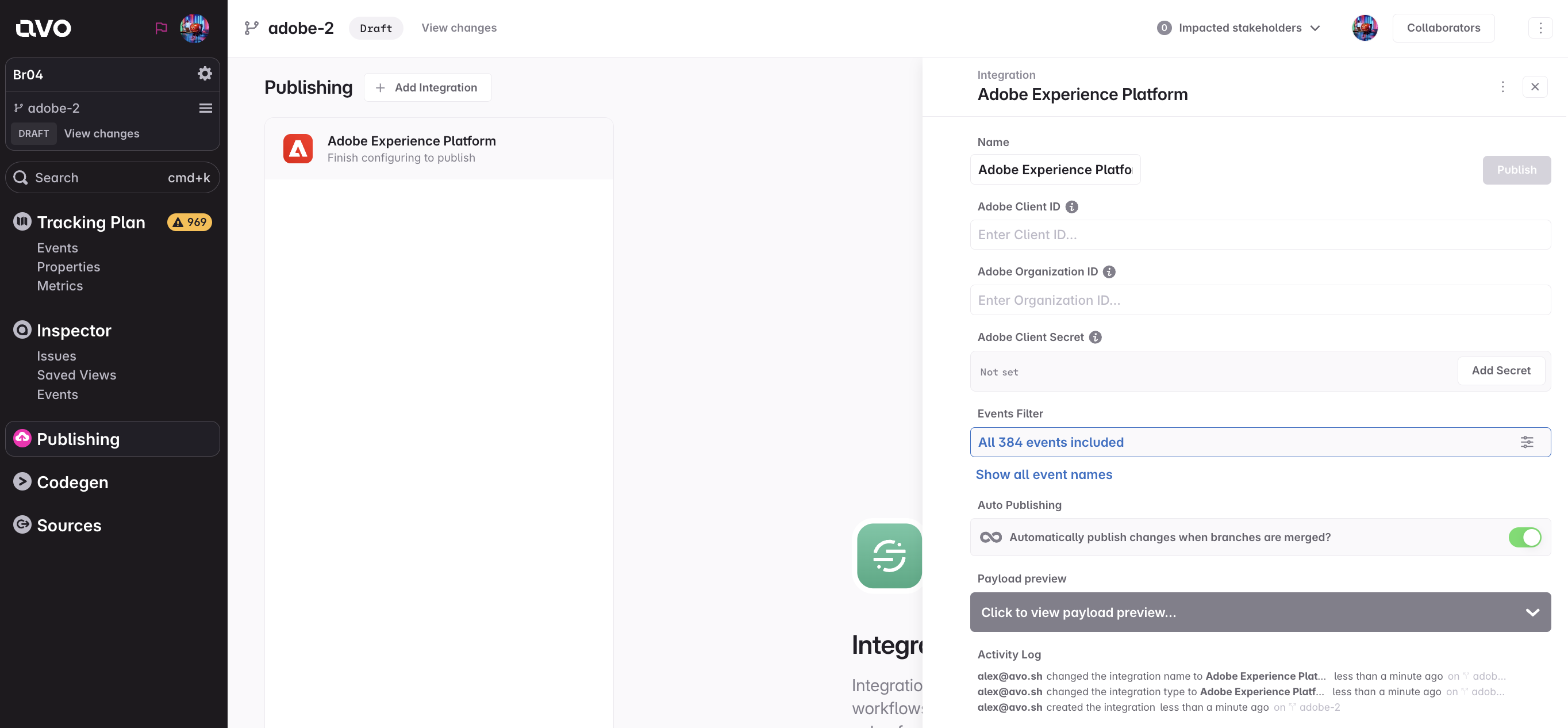 Avo Publishing Integration