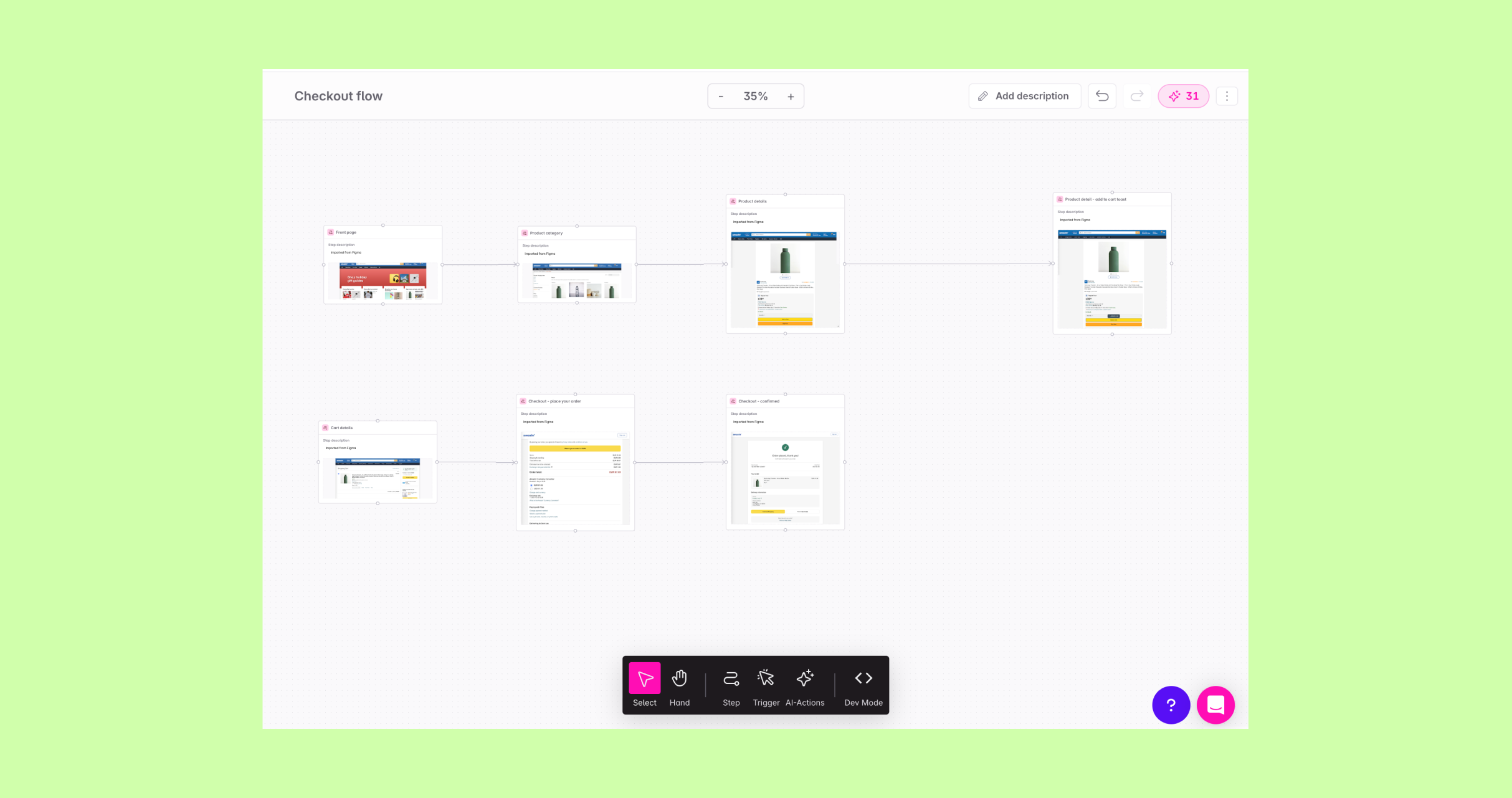 Journey canvas with newly imported steps
