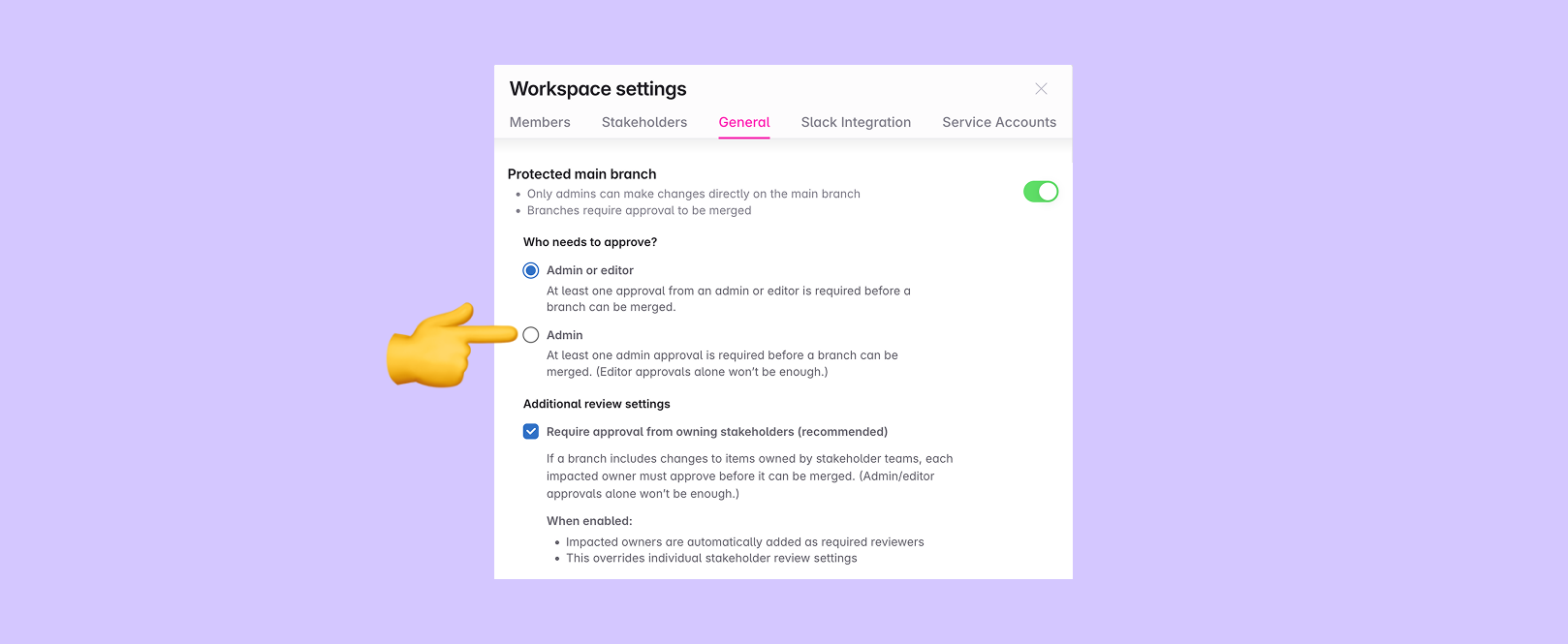 Admins need to approve setting checked